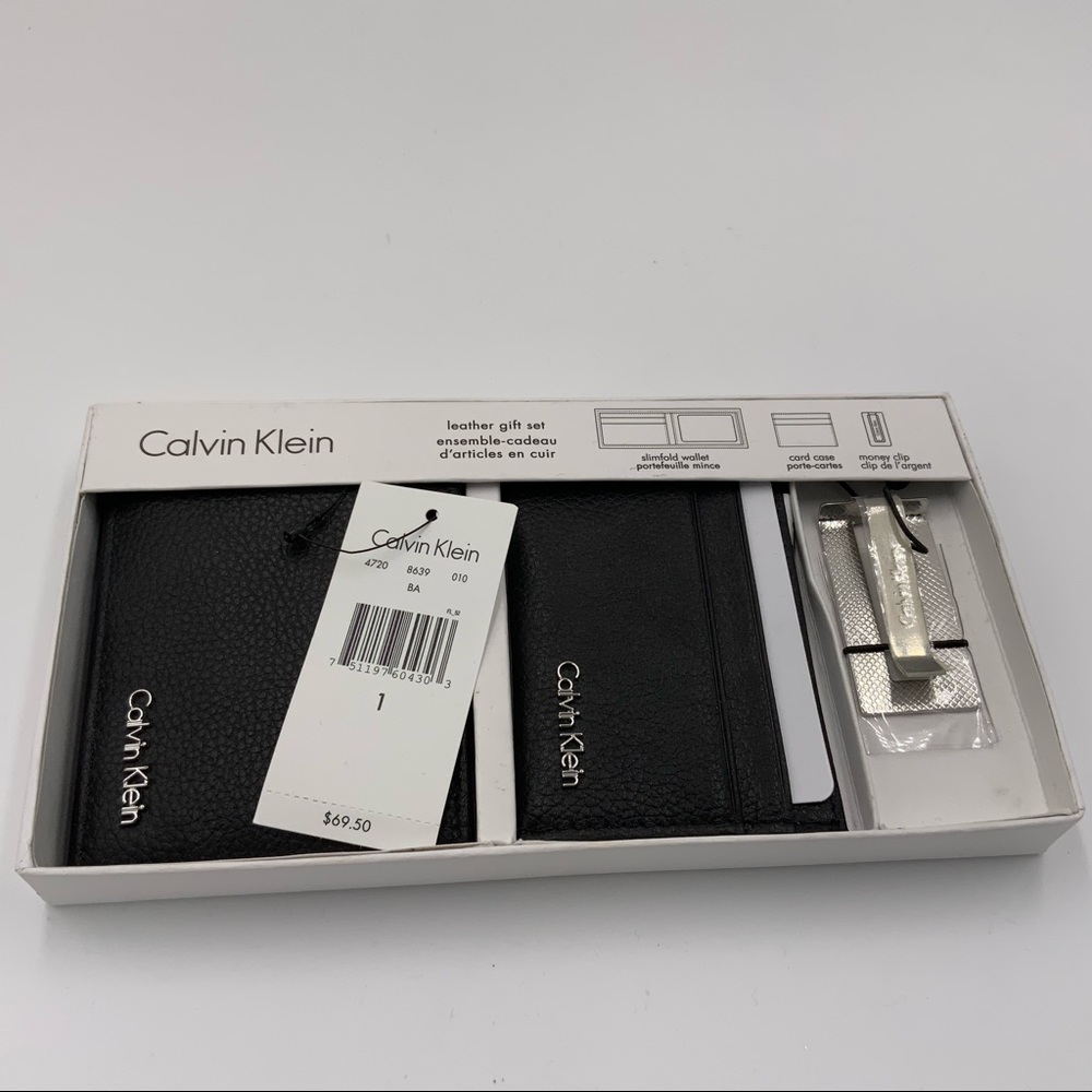 Calvin Klein Leather Gift Set Wallet Card Case